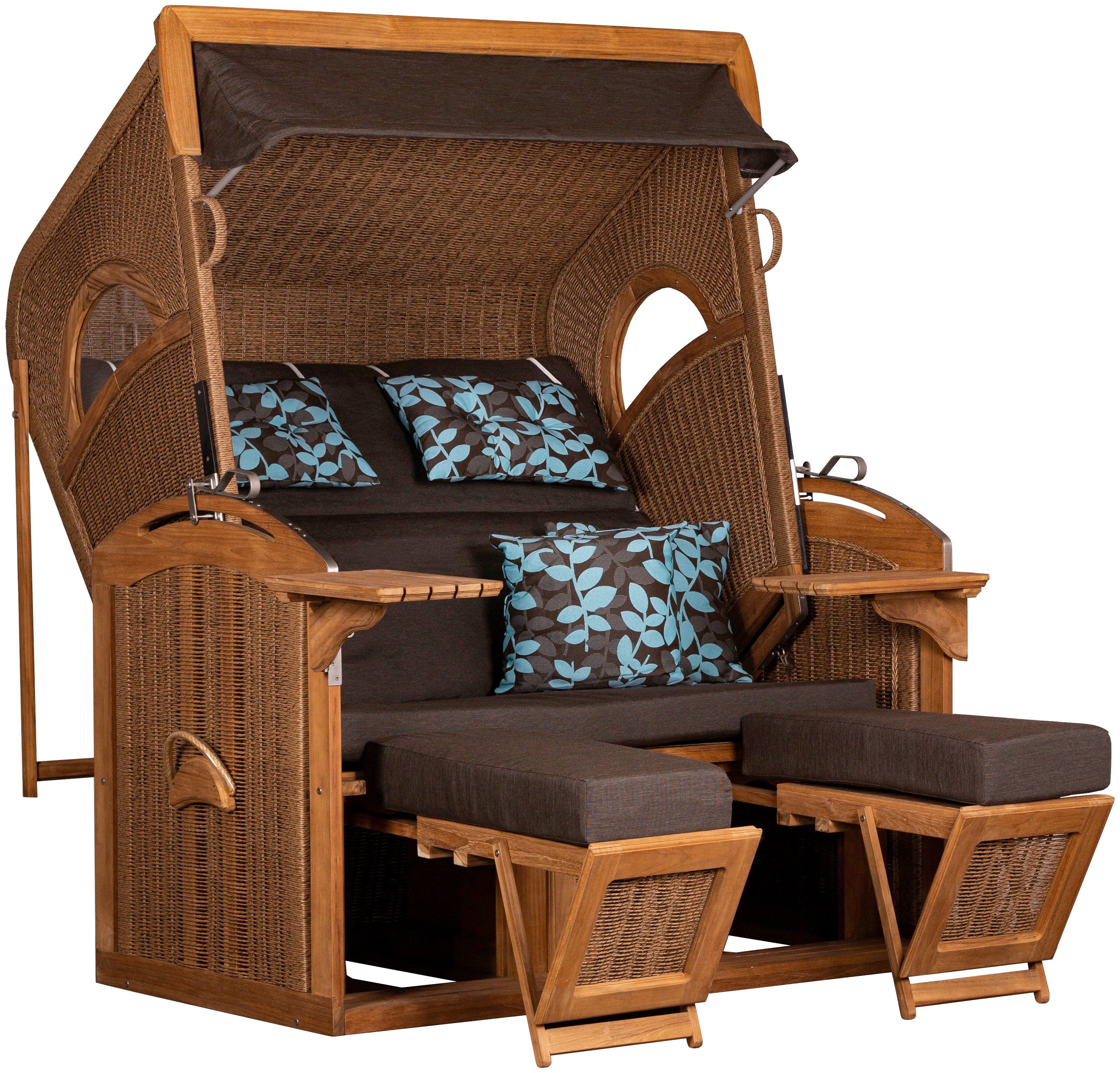 deVries Strandkorb, BxTxH: 145x85x180 cm, Halblieger, Ostsee-Modell