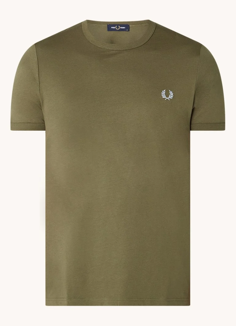 Tricou Fred Perry cu guler rotund și logo brodat