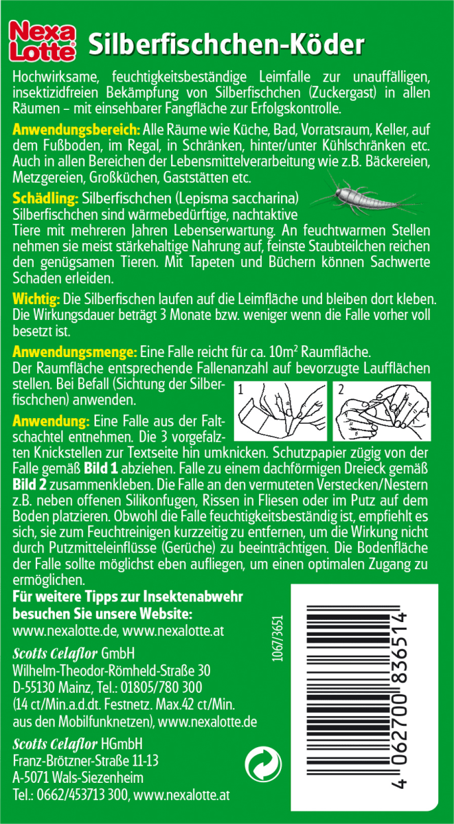 Silberfischchen Köder Leimfalle geruchlos, 3 St