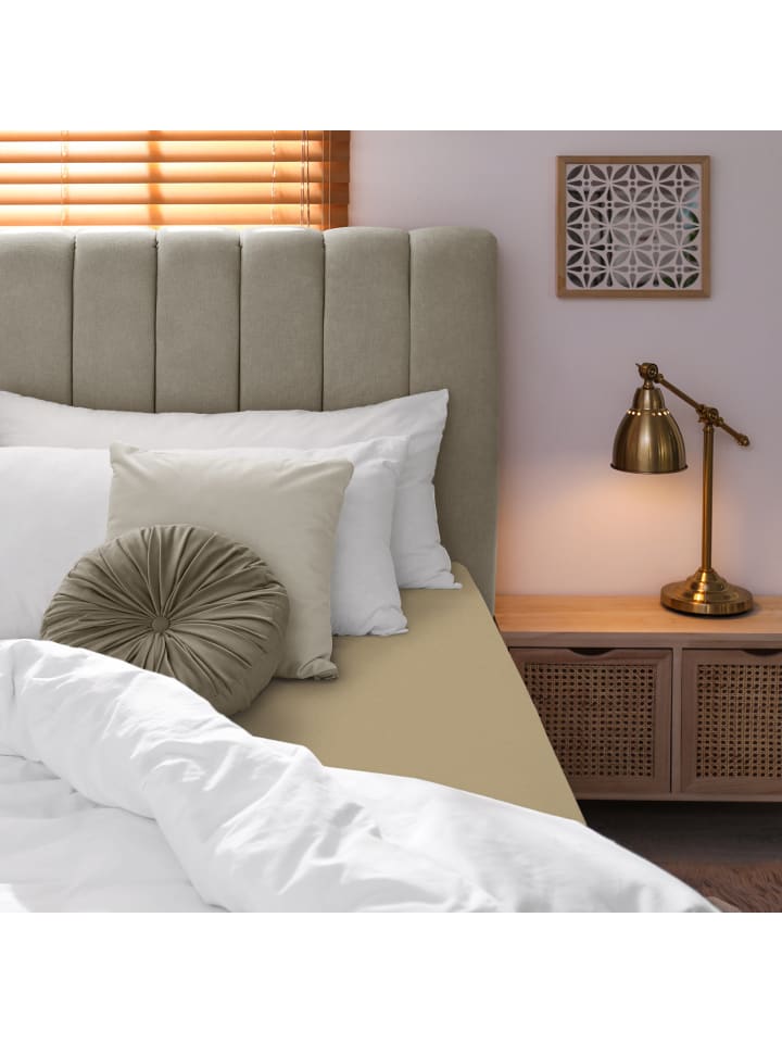 GMD Living Jersey Premium Spannbettlaken JANNEBY in Sand günstig kaufen