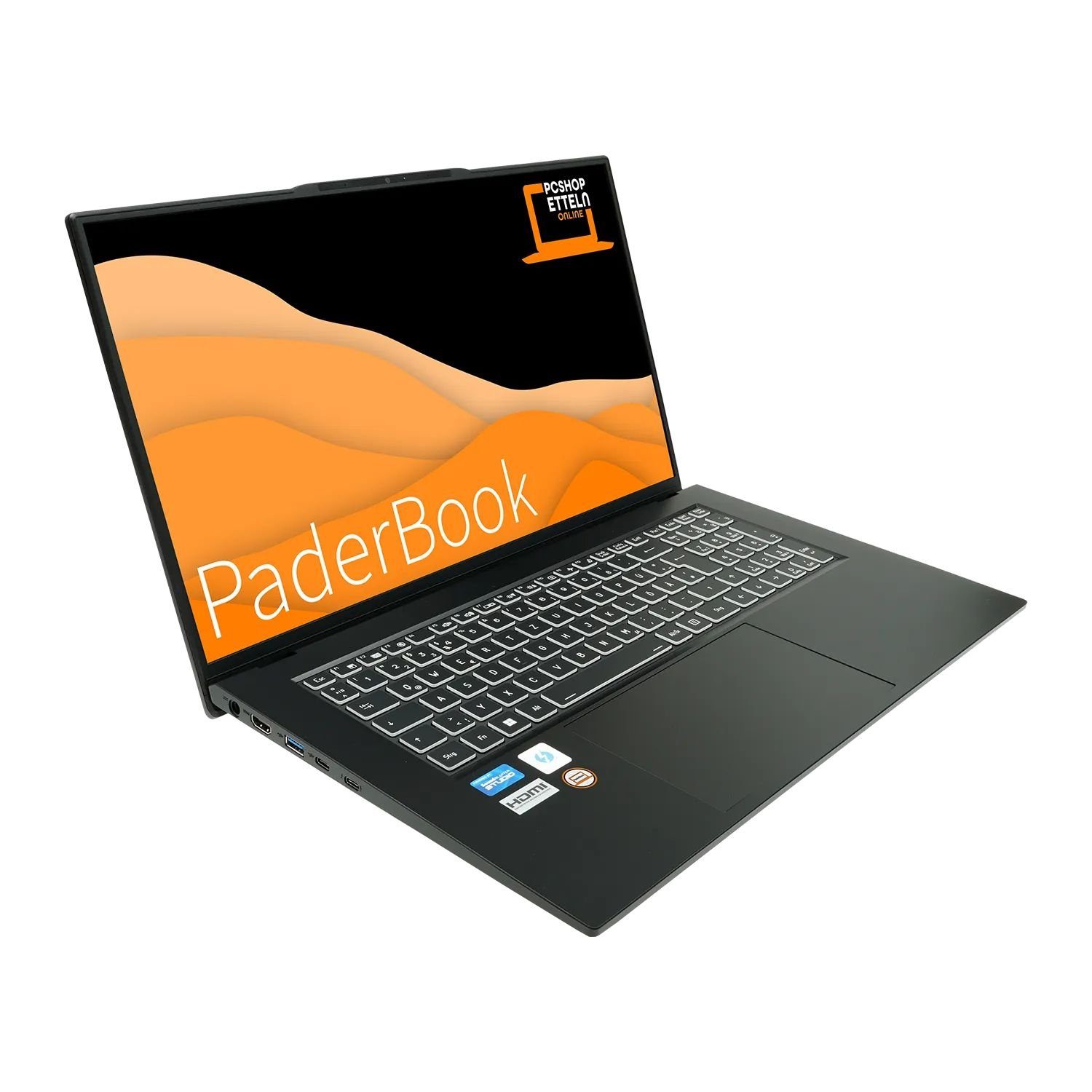 PaderBook Plus i57 Notebook (43,90 cm/17.3 Zoll, Intel Core i5 1340P, Iris Xe Graphics G7, 500 GB SSD, fertig installiert & aktiviert, Funkmaus & Laptoptasche)