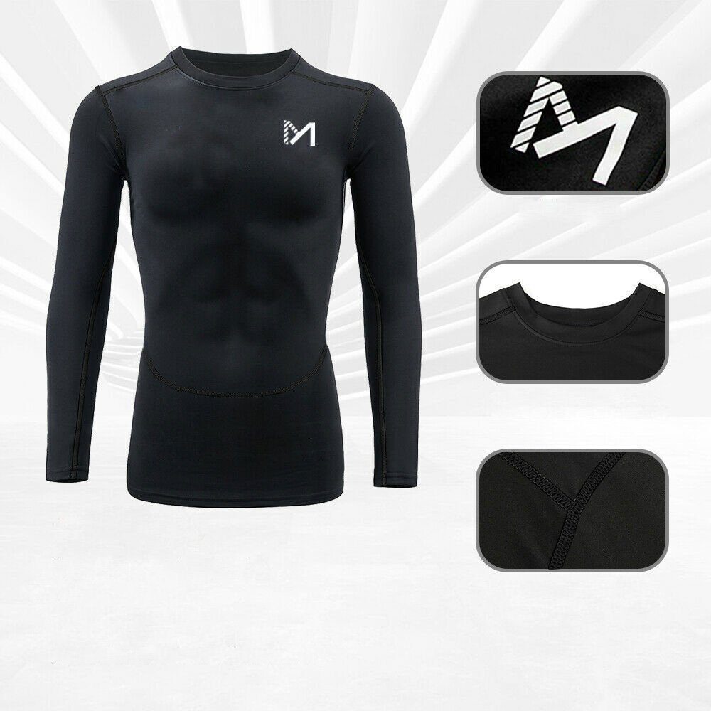 MEETYOO Funktionsshirt Herren Compression Langarmshirt (Muskelshirt, Sport Laufshirt Tights Tops) Kompressionsshirt Running Tops
