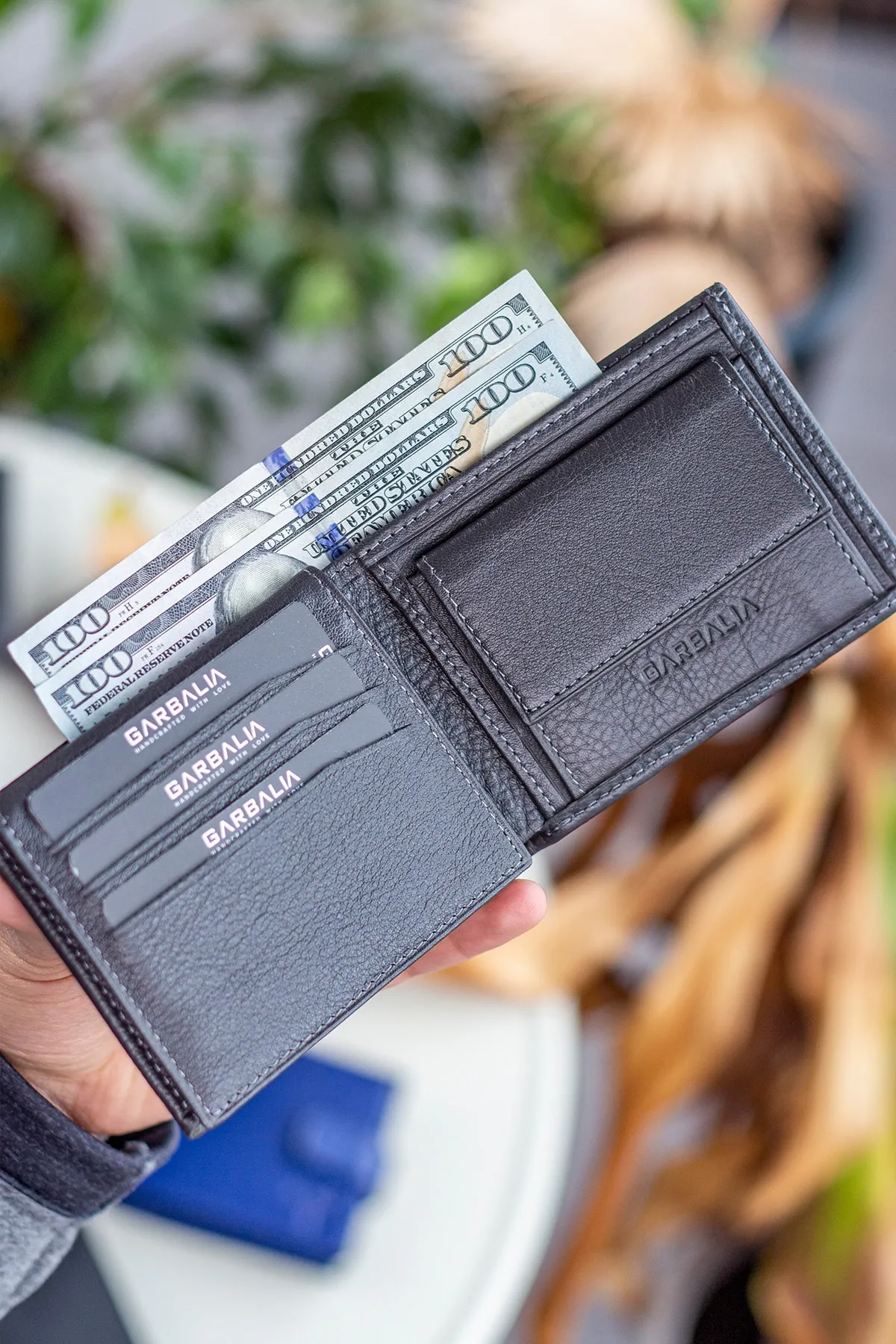 Garbalia  Jackson Portemonnaie aus echtem Leder mit RFID-Schutz in Anthrazit und Münzfach