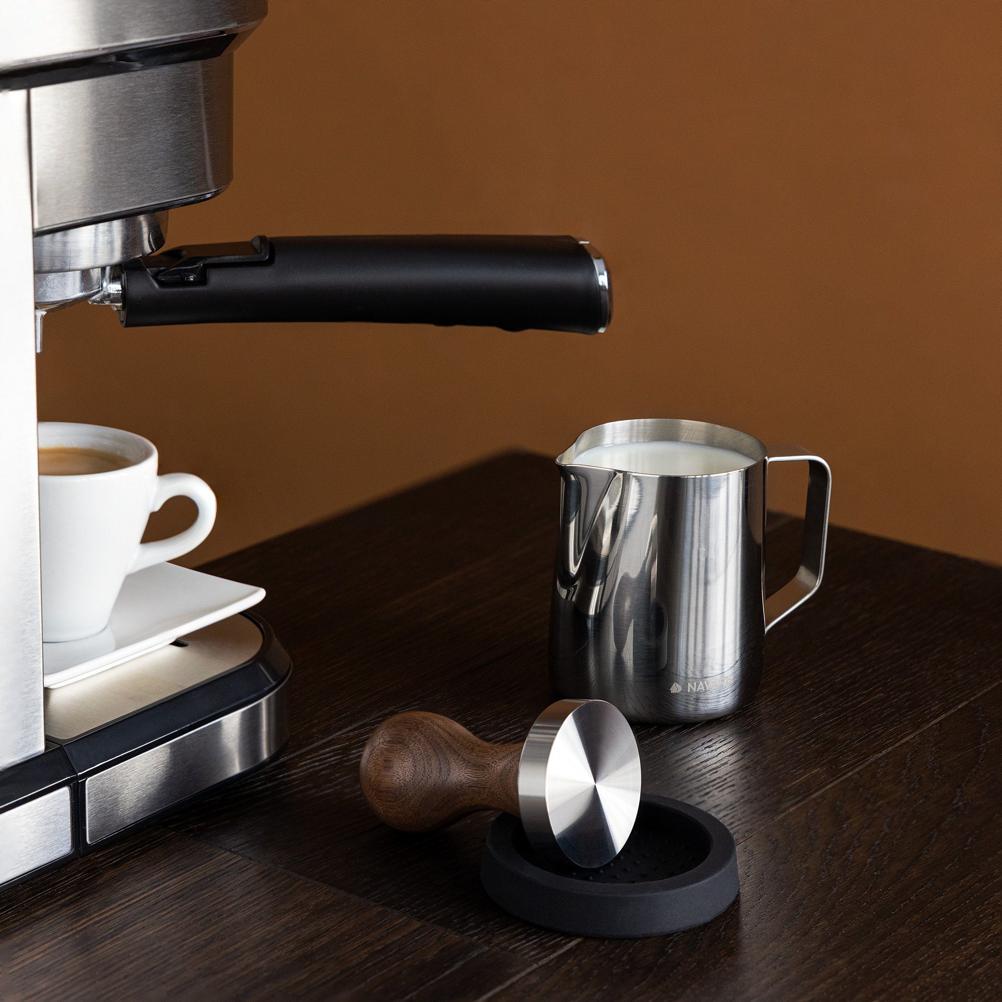 Navaris Druckbrüh-Kaffeemaschine Espresso Tamper für Kaffee 51mm - Stempel Stampfer aus Edelstahl