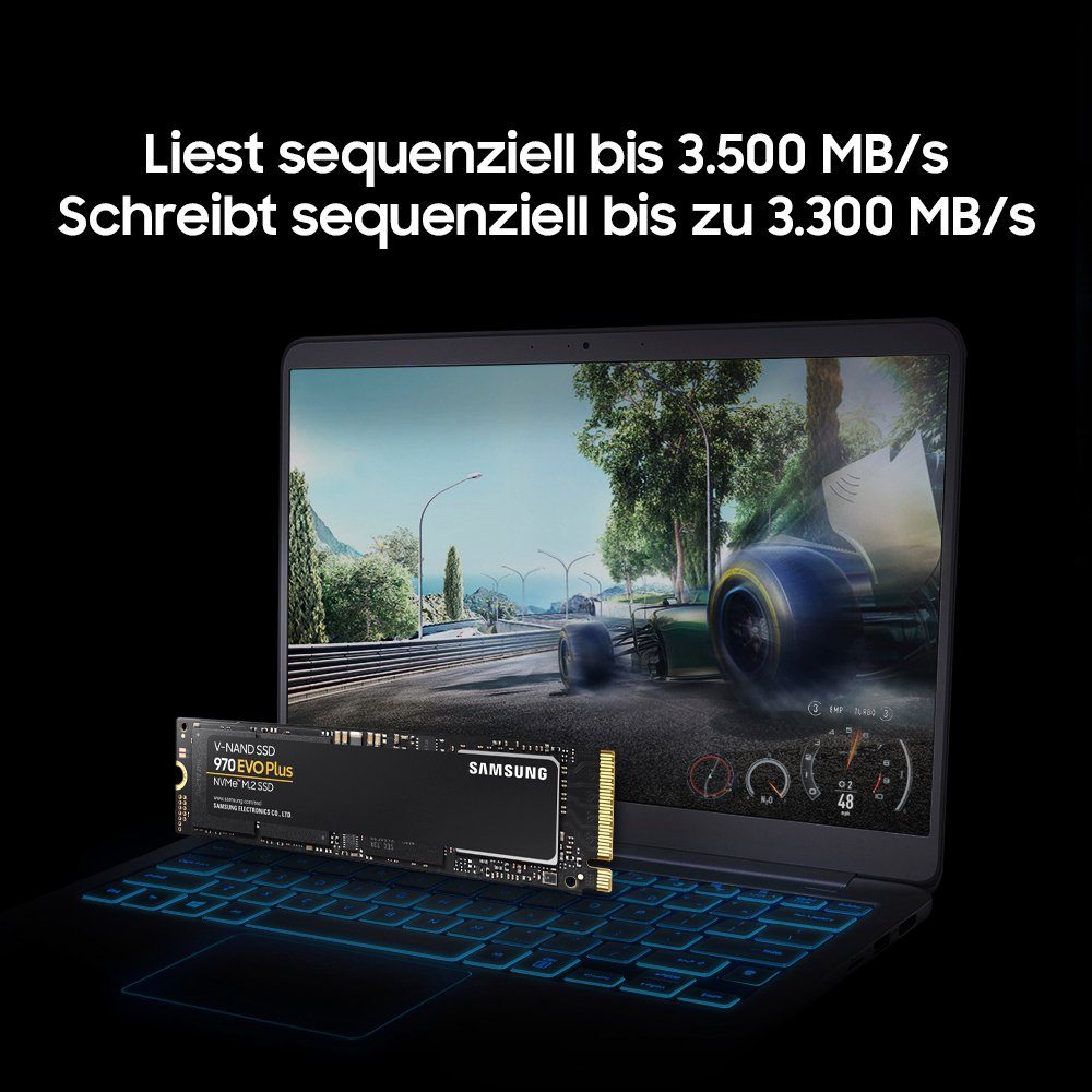Samsung 970 EVO Plus NVMe™ M.2 1 TB interne SSD (500 GB) 3500 MB/S Lesegeschwindigkeit, 3300 MB/S Schreibgeschwindigkeit