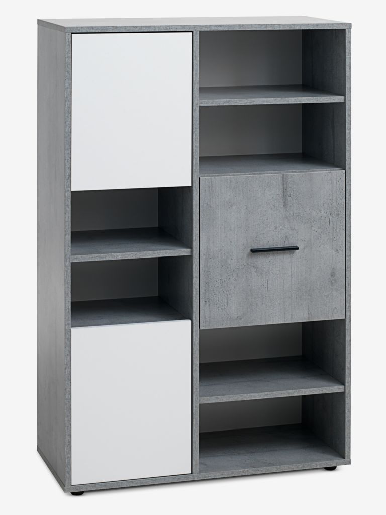 BILLUND BILLUND 3-door bookcase, white/concrete