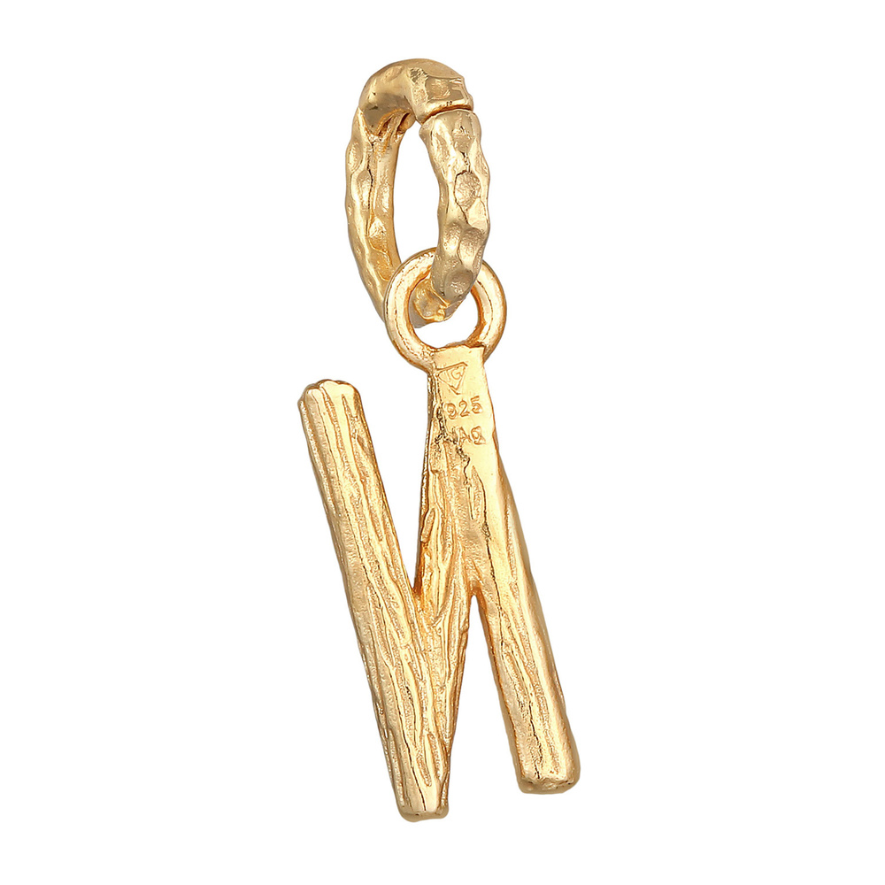 Elli Elli Pendentif Femmes Lettre N Look Organique en argent sterling 925 plaqué or Pendentif