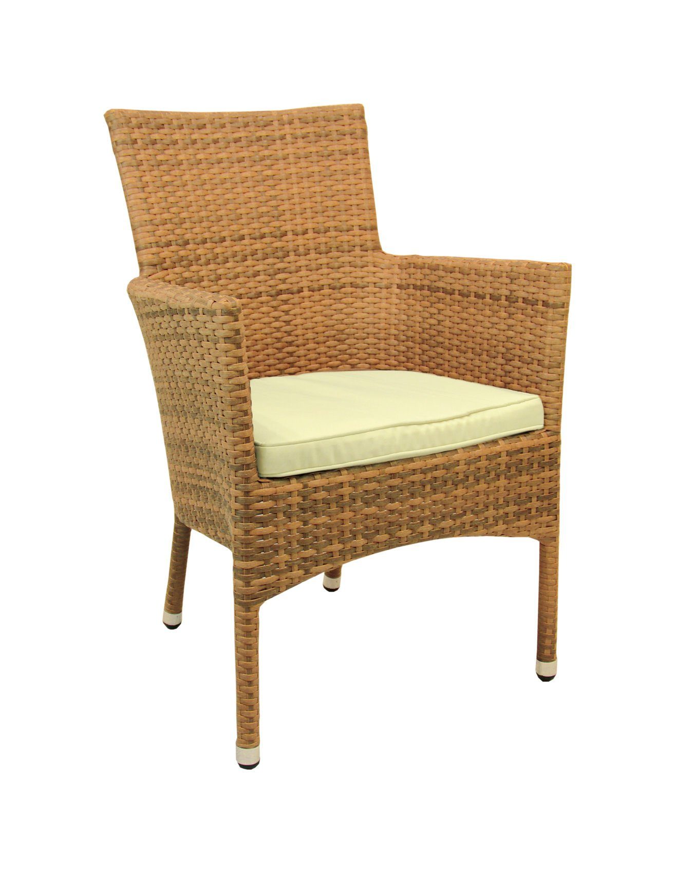 Konway Stapelstuhl MILANO (4 St), 4x KONWAY® MILANO Stapelsessel tabaco + Sitzkissen Polyrattan Sessel