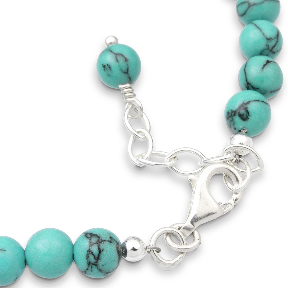 Elli Elli Bracelet Femme Boho de Balle Ajustable avec un Howlit Turquoise en Argent St Bracelet