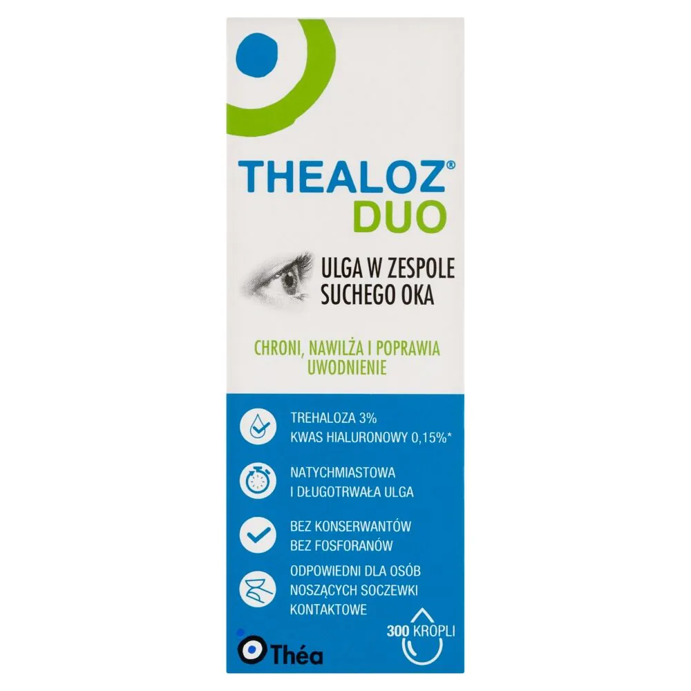 „Thealoz Duo“ drėkinamieji akių lašai, skirti sausų akių sindromui palengvinti.