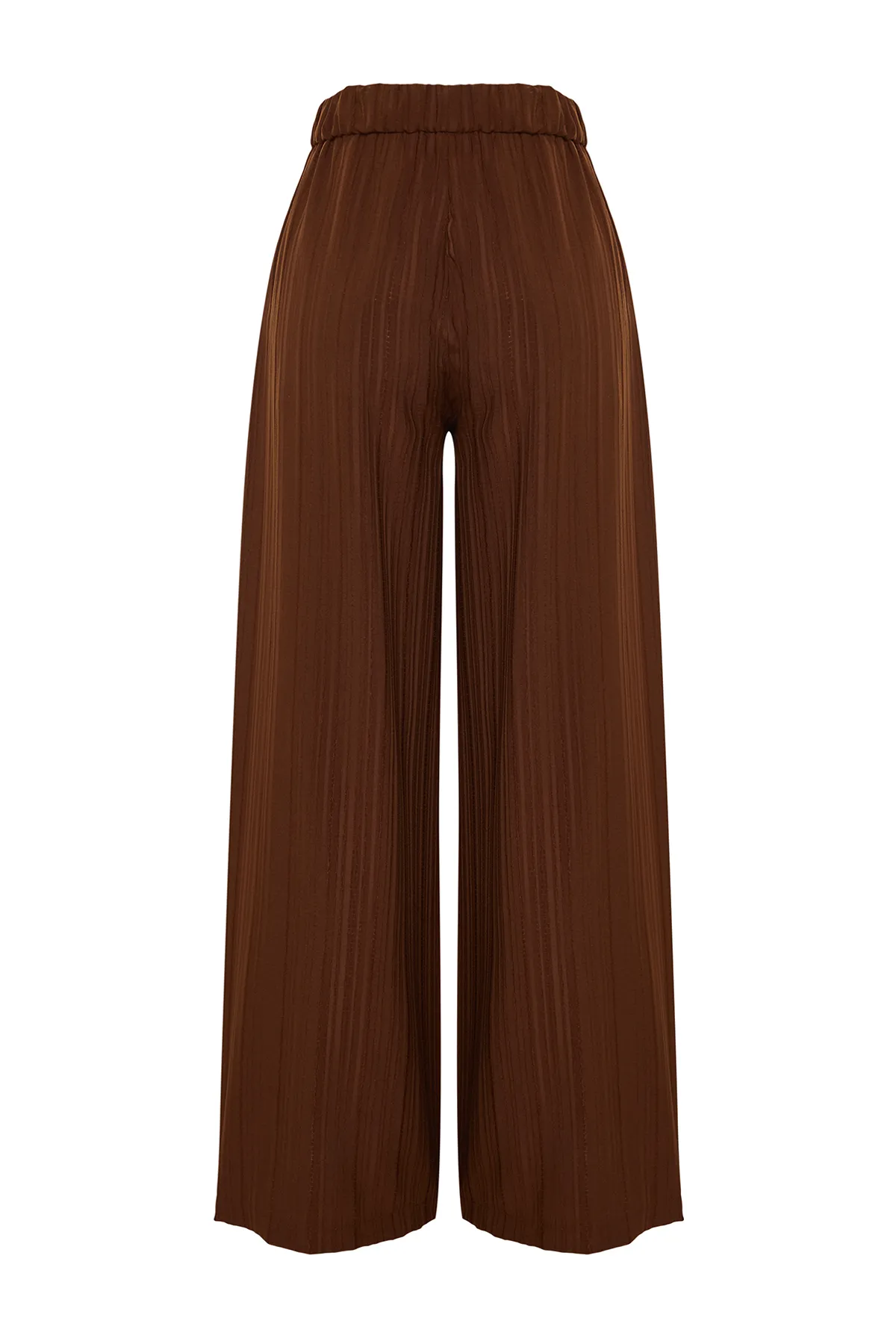Trendyol Collection  Dunkelbraune, gewebte Hose aus strukturiertem Stoff mit weitem Bein und Faltendetails TWOSS24PL00057