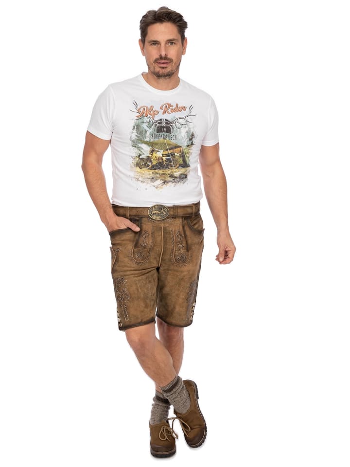 Gwandler Lederhose FLORIAN-gespeckt in tabak günstig kaufen