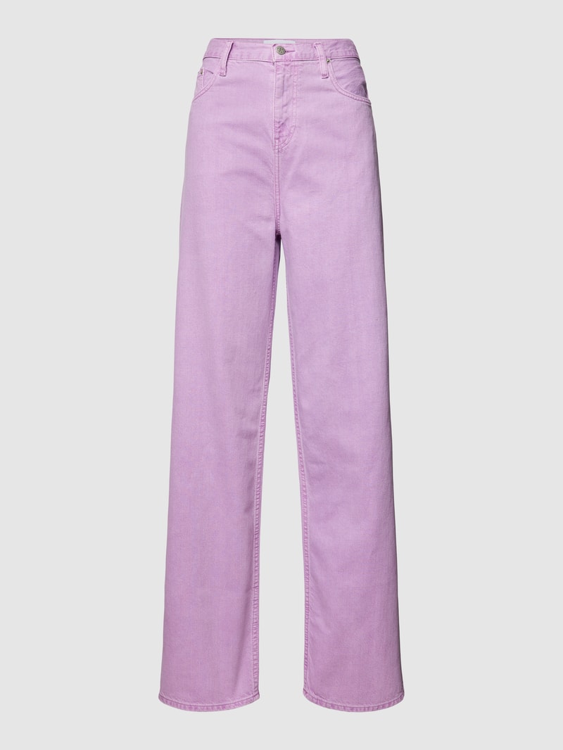 Jeans mit Label-Patch in violett