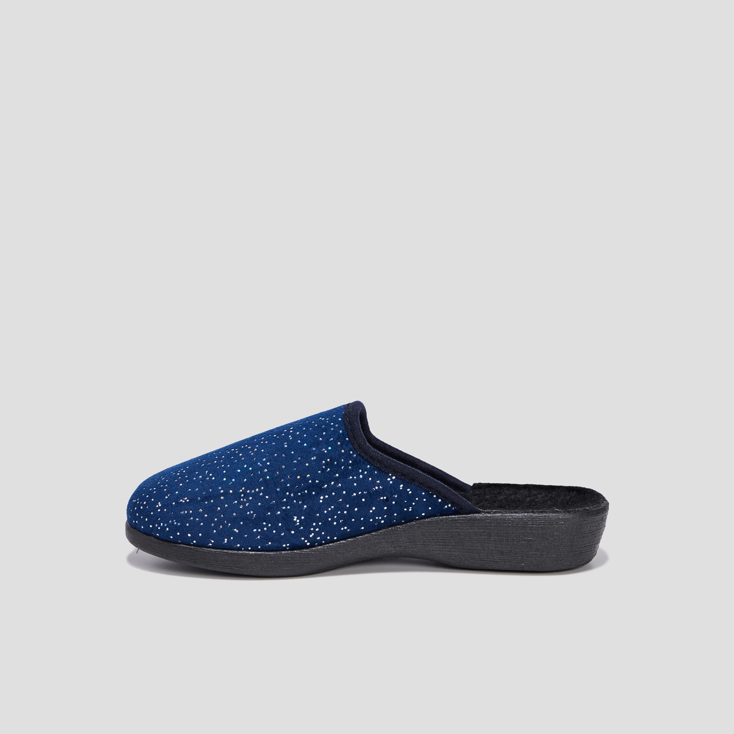 Chaussons mules compensés bleu marine femme | La Halle