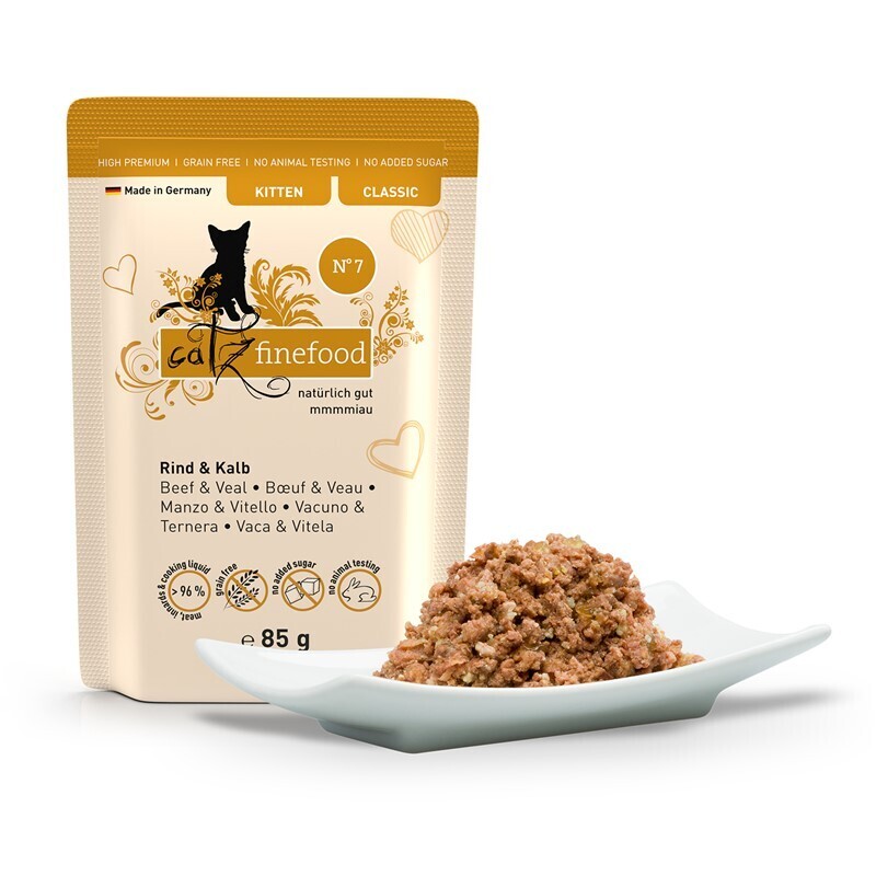 Catz finefood Nassfutter Catz finefood Classic Kitten 16x85g No. 7 Rind & Kalb