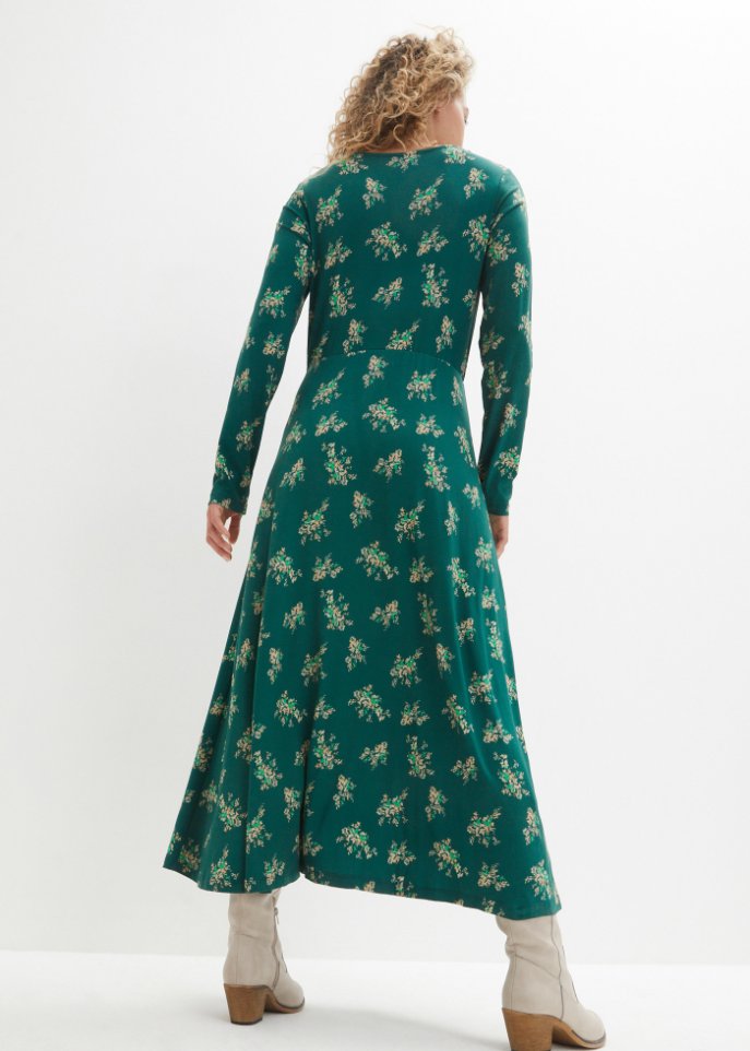 Bedrucktes Maxikleid, langarm