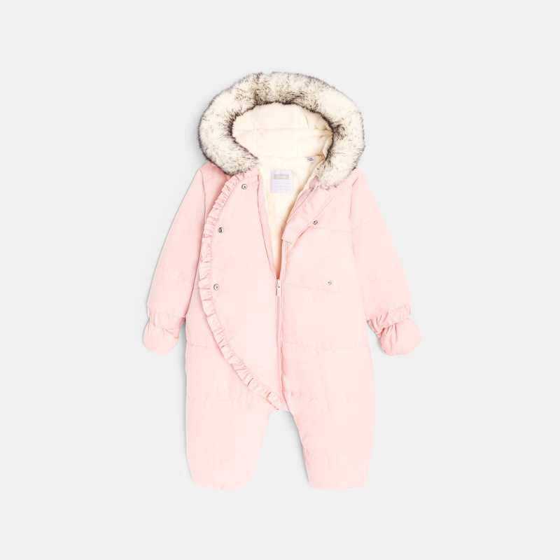 Combipilote doublée avec volants rose naissance