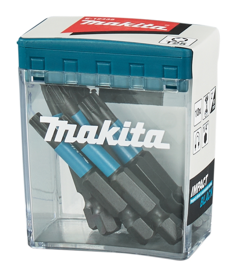Príslušenstvo Makita E-12435 Bit pre rázový skrutkovač T25x50mm, rázový, čierny, 10 kusov