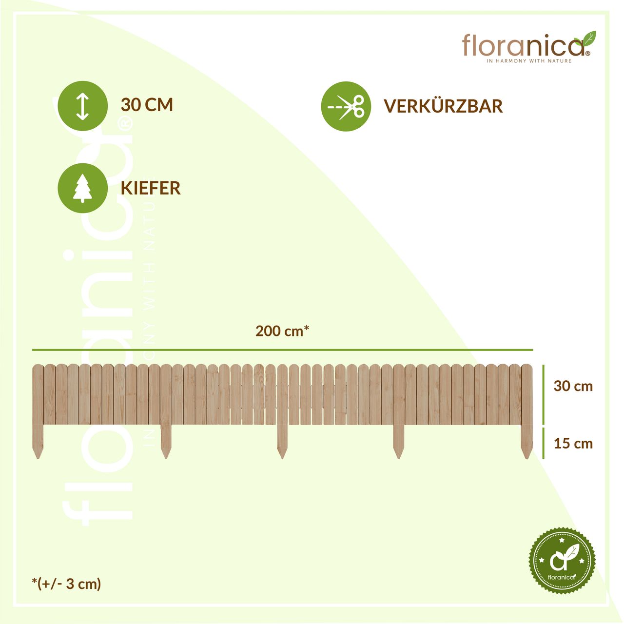 Pemicont Rollborder Flexibler Holzzaun Rolborder Beeteinfassung Rasenkante Gartenzaun
