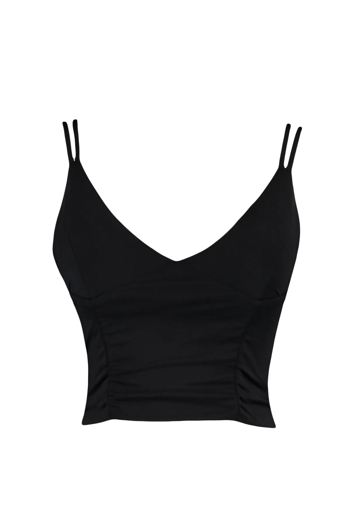 Trendyol Collection  Schwarzer Strick-Sport-BH mit V-Ausschnitt und doppelten Trägern, unterstützt/styling TWOAW23SS00041