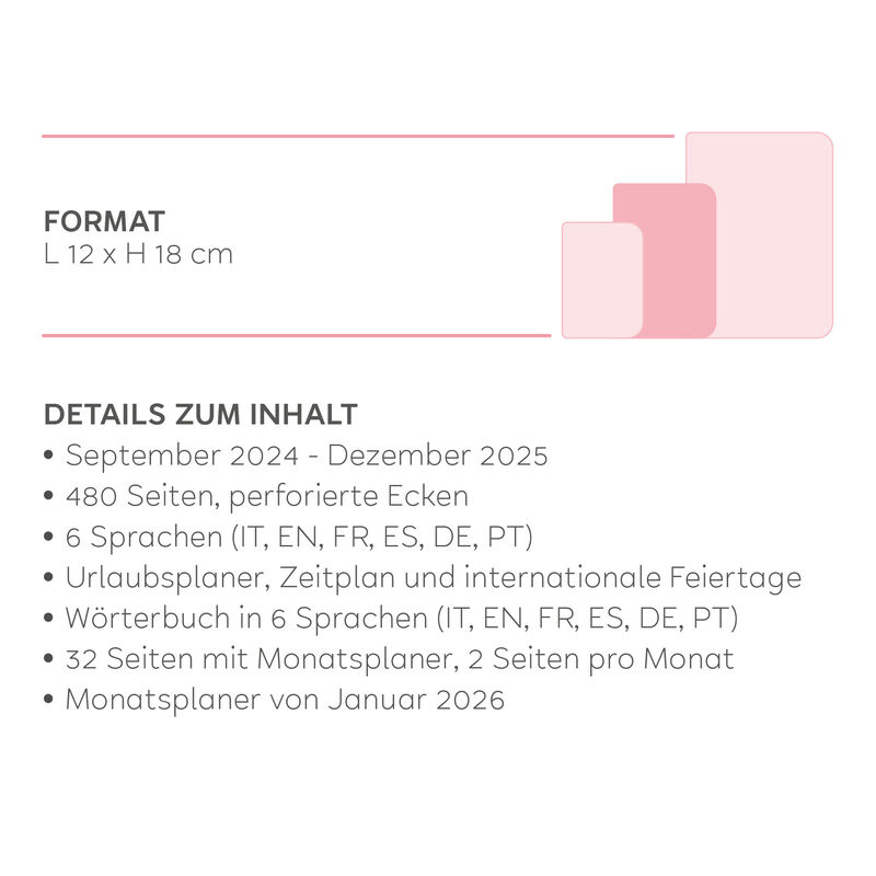 16-mesačný plánovač - 1 deň na stranu - Stredný - 2024/2025