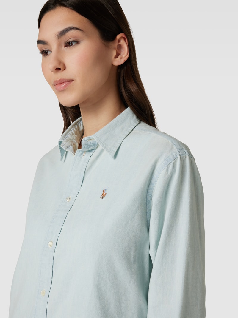 Jeansbluse mit Hemdblusenkragen in jeans