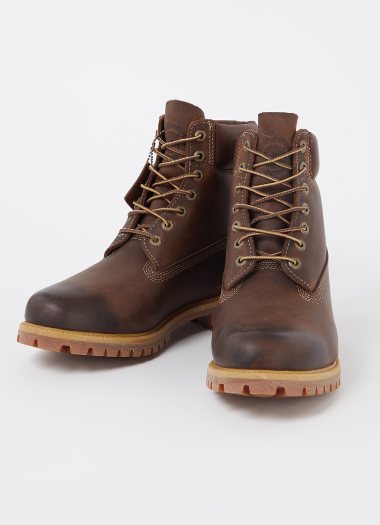 Ghete Timberland Premium din piele de 6 inch cu șireturi și logo