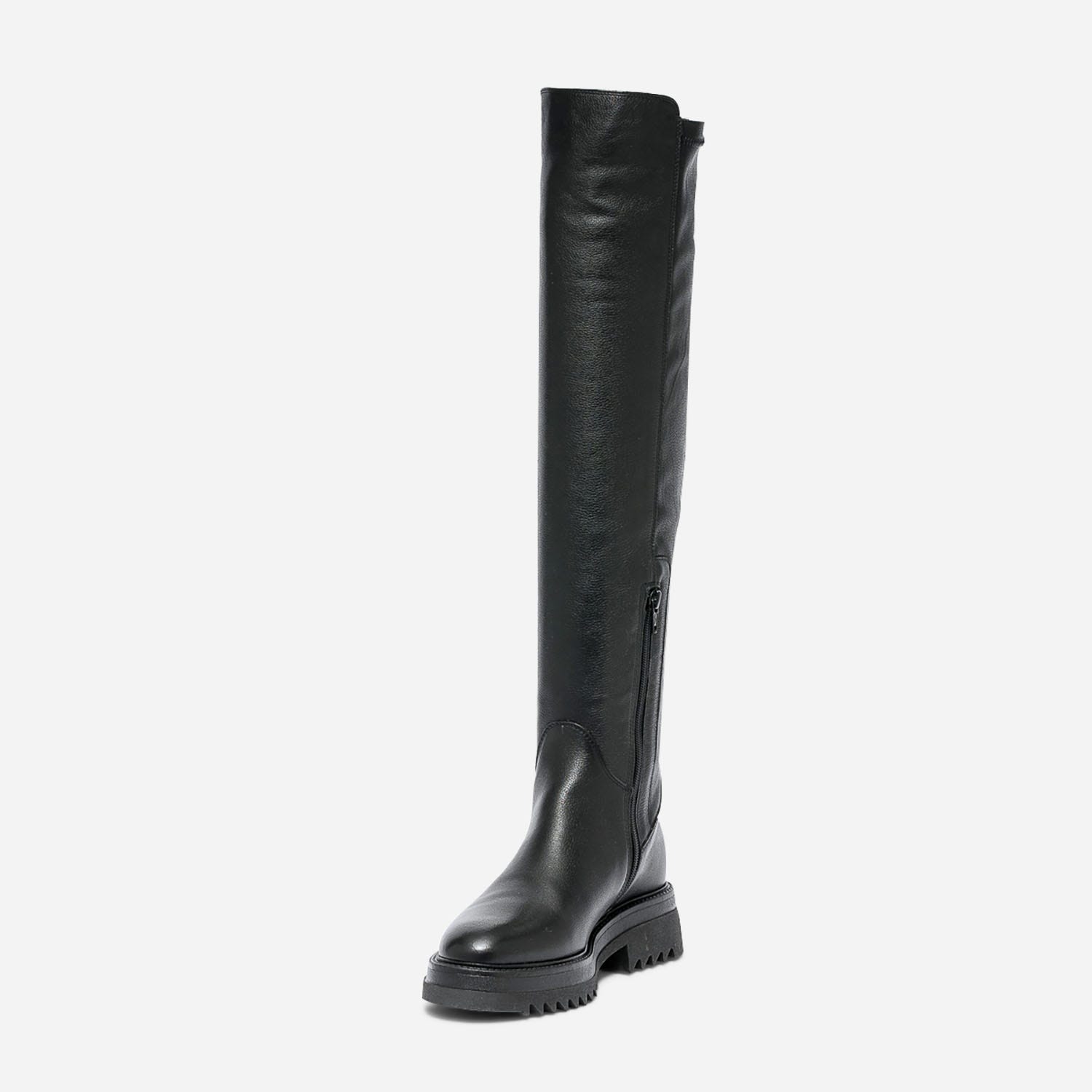 Cuissarde TEXTO noire en cuir éco-conçu