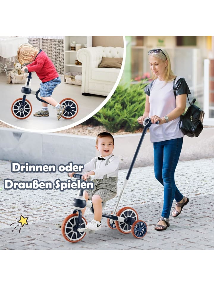 COSTWAY 4 in 1 Dreirad von 2-4 Jahren in Blau günstig kaufen 38 cm