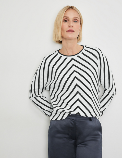 Gestreiftes Langarmshirt mit Fledermausärmeln