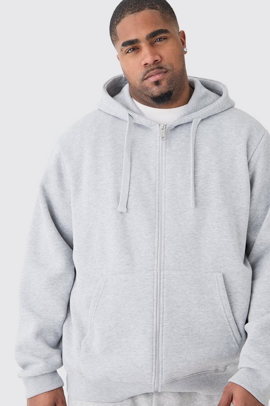 Plus Basic Hoodie mit Reißverschluss in Grau