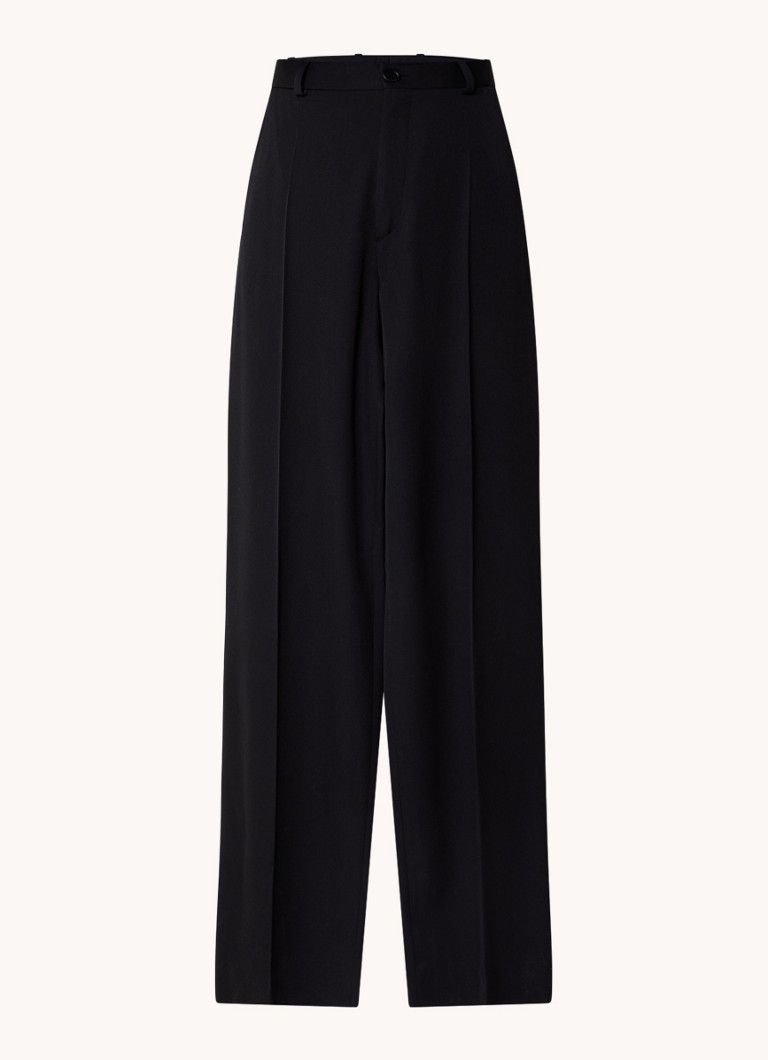 Pantaloni largi din lână cu talie înaltă Balenciaga