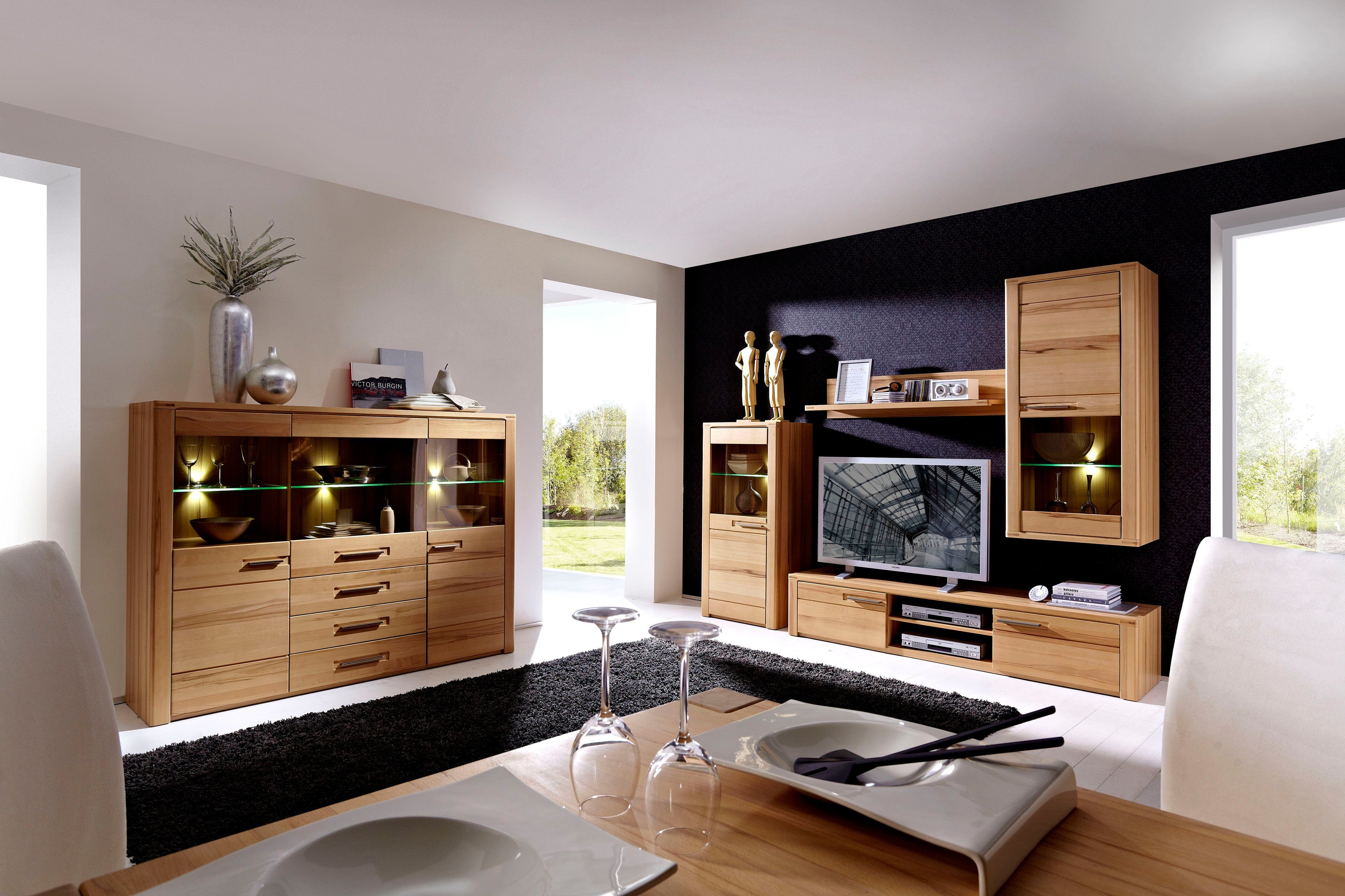 Innostyle Wohnwand Nature Plus, inkl. LED-Beleuchtung, mit Soft-Close-Funktion