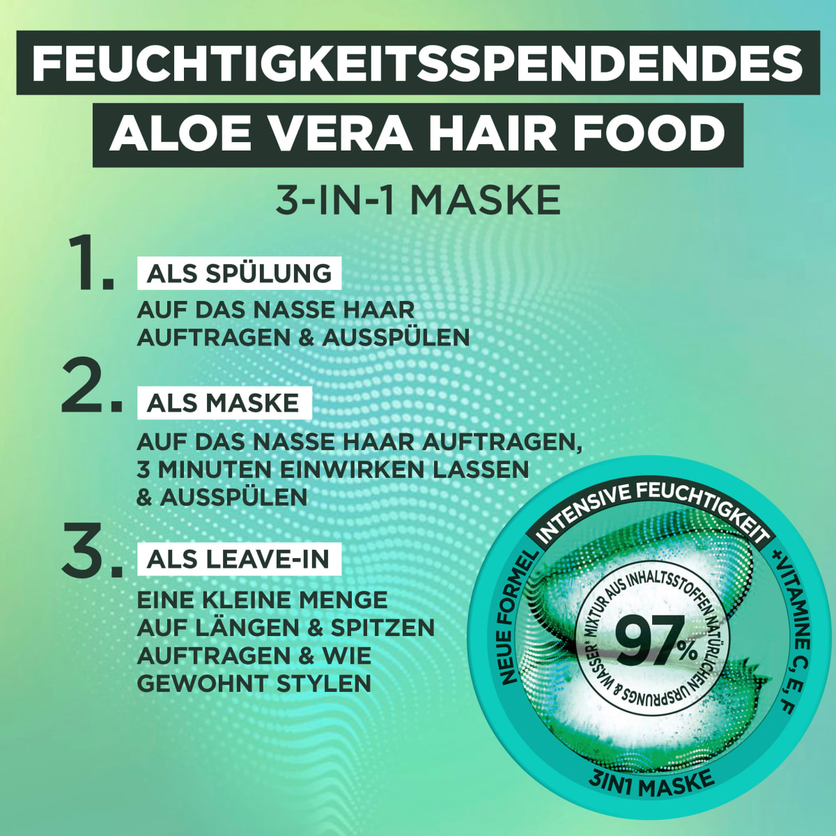 Haarkur Aloe Vera Hair Food 3in1 Maske, 400 ml