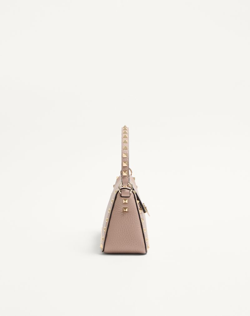 Bolsa de ombro pequena Rockstud em couro de bezerro granulado