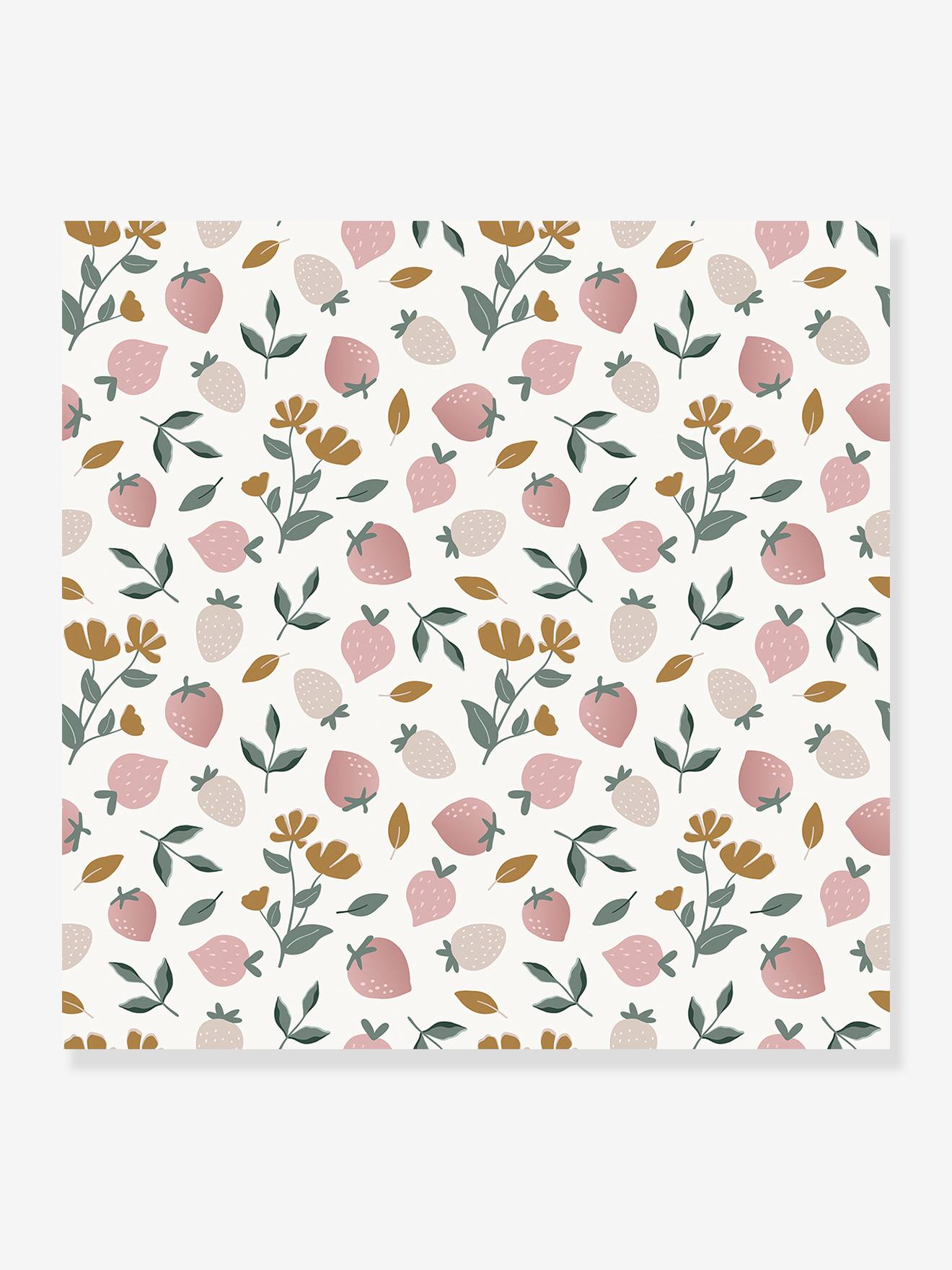Papier peint Fraises Louise LILIPINSO rose pâle