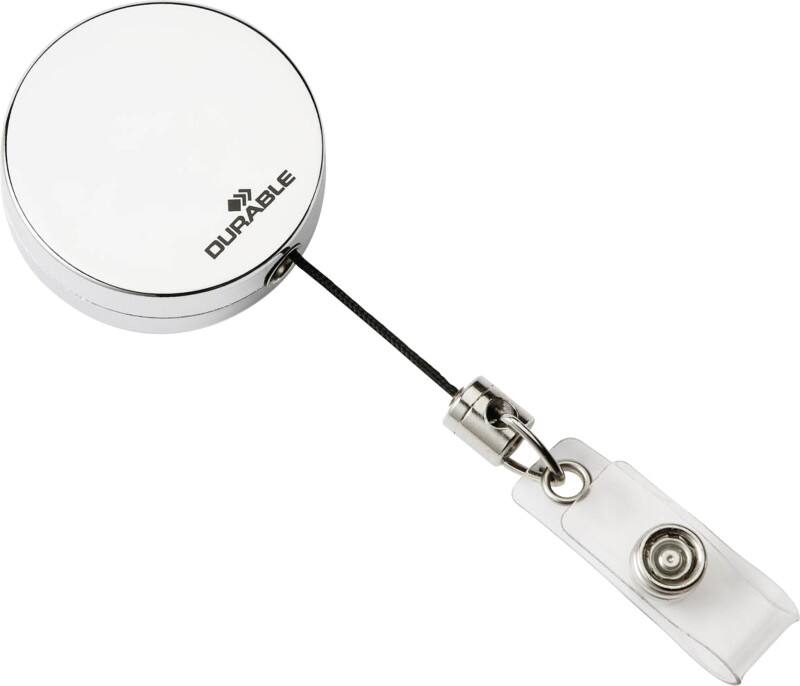 DURABLE Chrome Ausweishalter Abrollmechanismus Silber 10 Stück