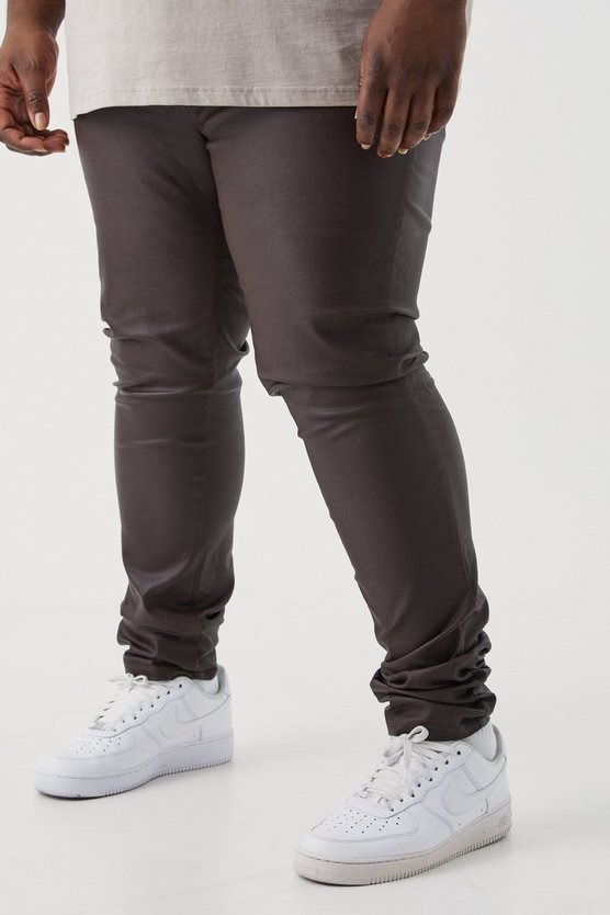 Plus beschichtete Skinny Twill-Hose