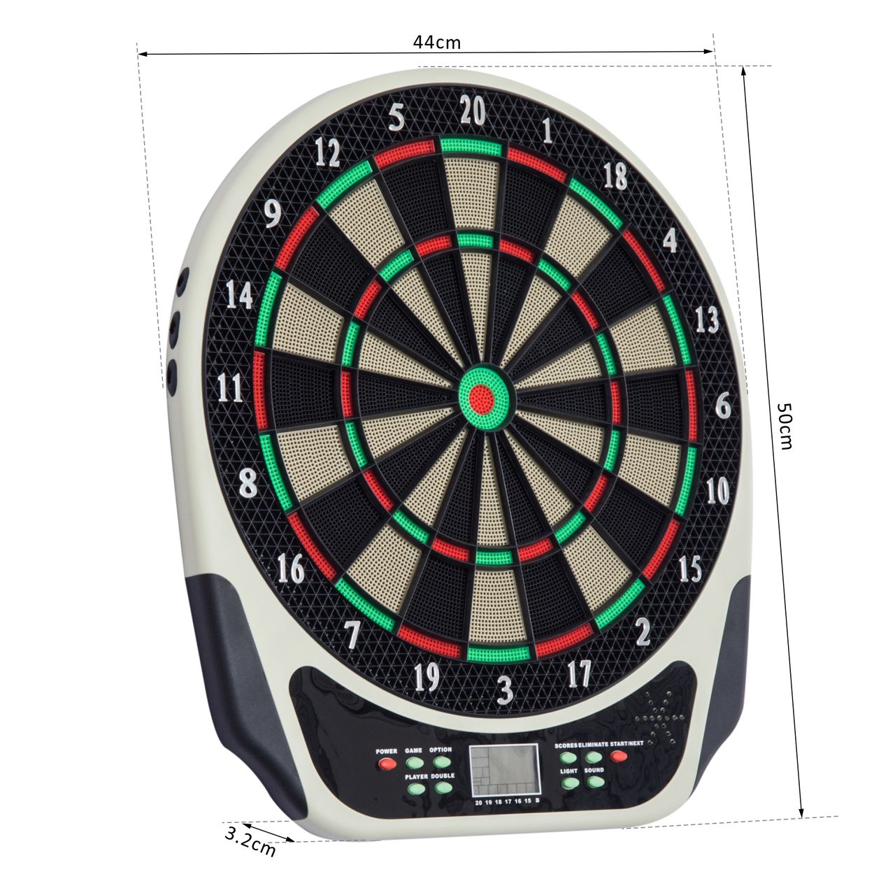 HOMCOM Elektronische Dartscheibe mit LED-Display für 8 Spieler mehrfarbig 44L x 50B x 3,2H cm