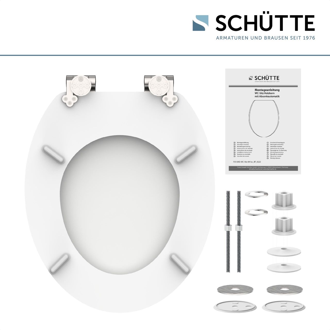 Schütte MDF WC Sitz WHITE, Toilettendeckel mit Absenkautomatik und Holzkern, Toilettensitz