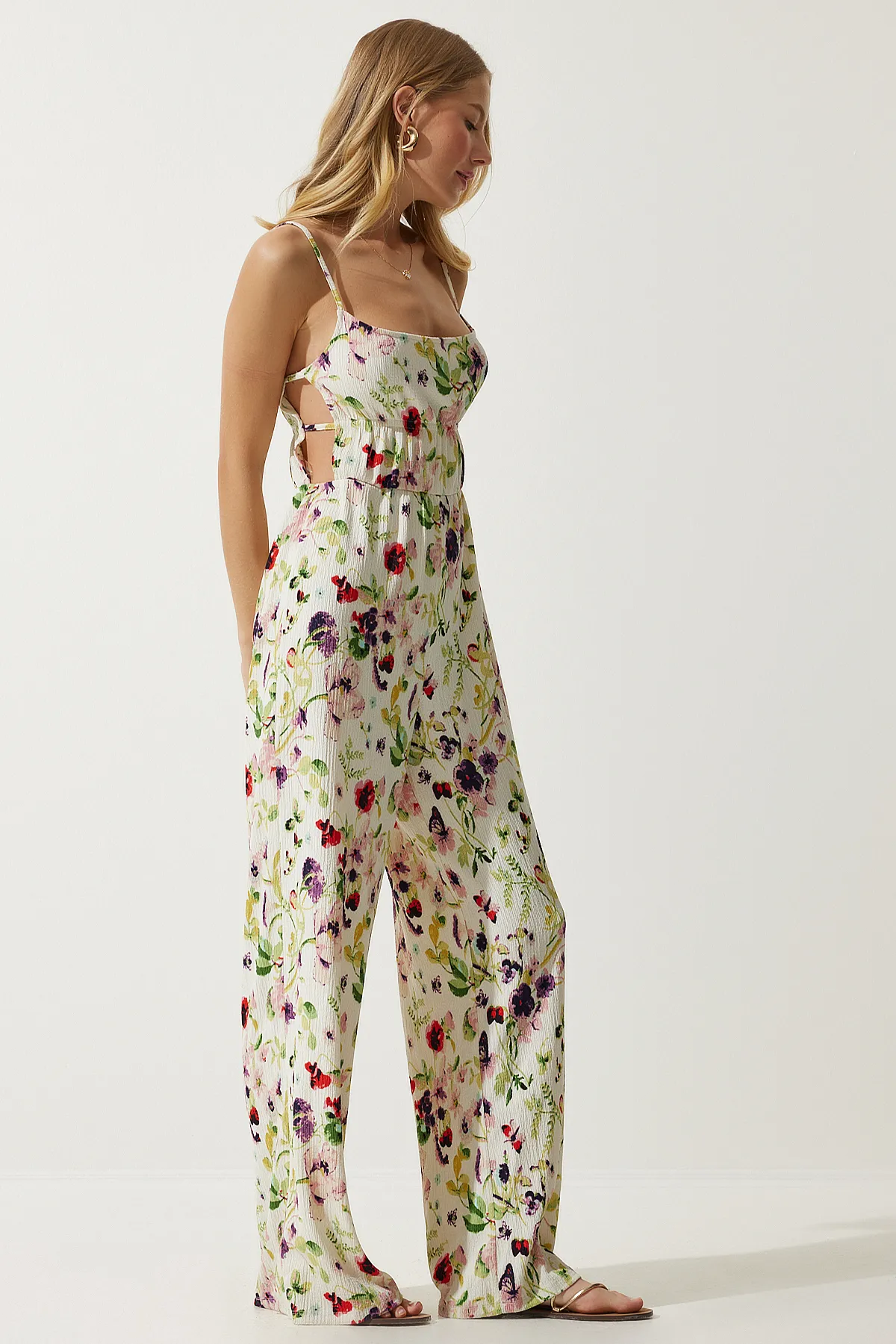 Happiness İstanbul  Jumpsuit - Ecru - Regular Fit