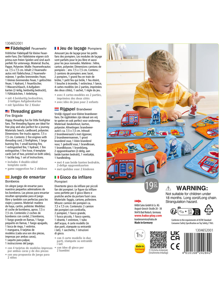 Haba Lernspielzeug Fädelspiel Feuerwehr in mehrfarbig günstig kaufen onesize