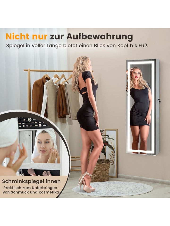 COSTWAY Schmuckschrank LED abschließbar in Weiß günstig kaufen onesize