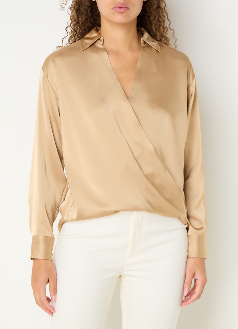 Ralph Lauren Satin Wrap Top with V-neck