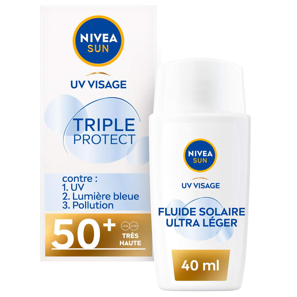 nivea PROTECTION SUN VISAGE  - Fluide triple action 40ml Protection solaire visage FPS50+