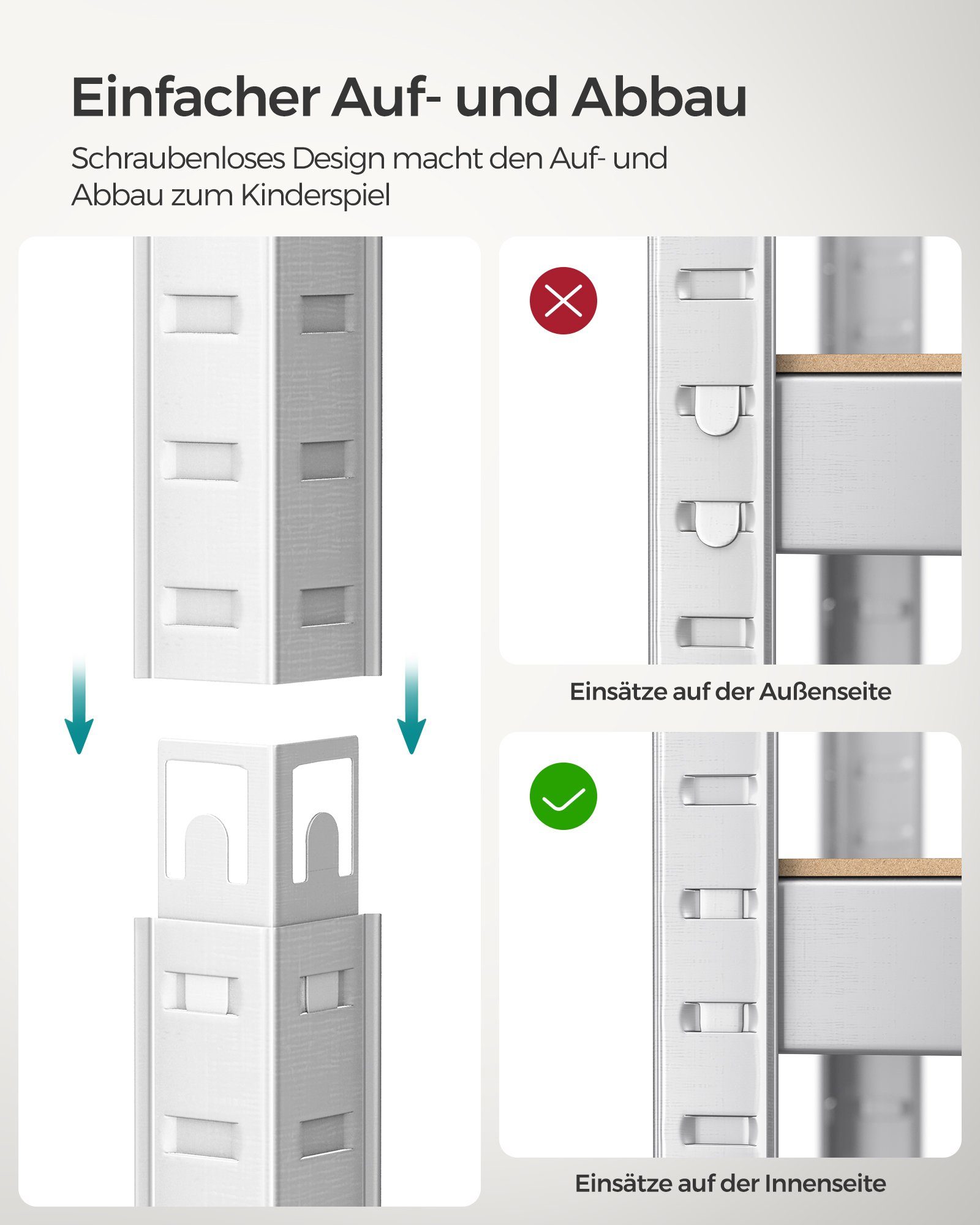 SONGMICS Schwerlastregal Standregal, 1-tlg., 5 Ablagen, Küchenregal