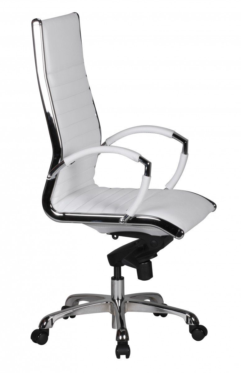 Amstyle Drehstuhl SPM1.233 (SALZBURG 1 Echtleder Weiß Schreibtischstuhl), Bürostuhl XXL 120kg Chefsessel höhenverstellbar