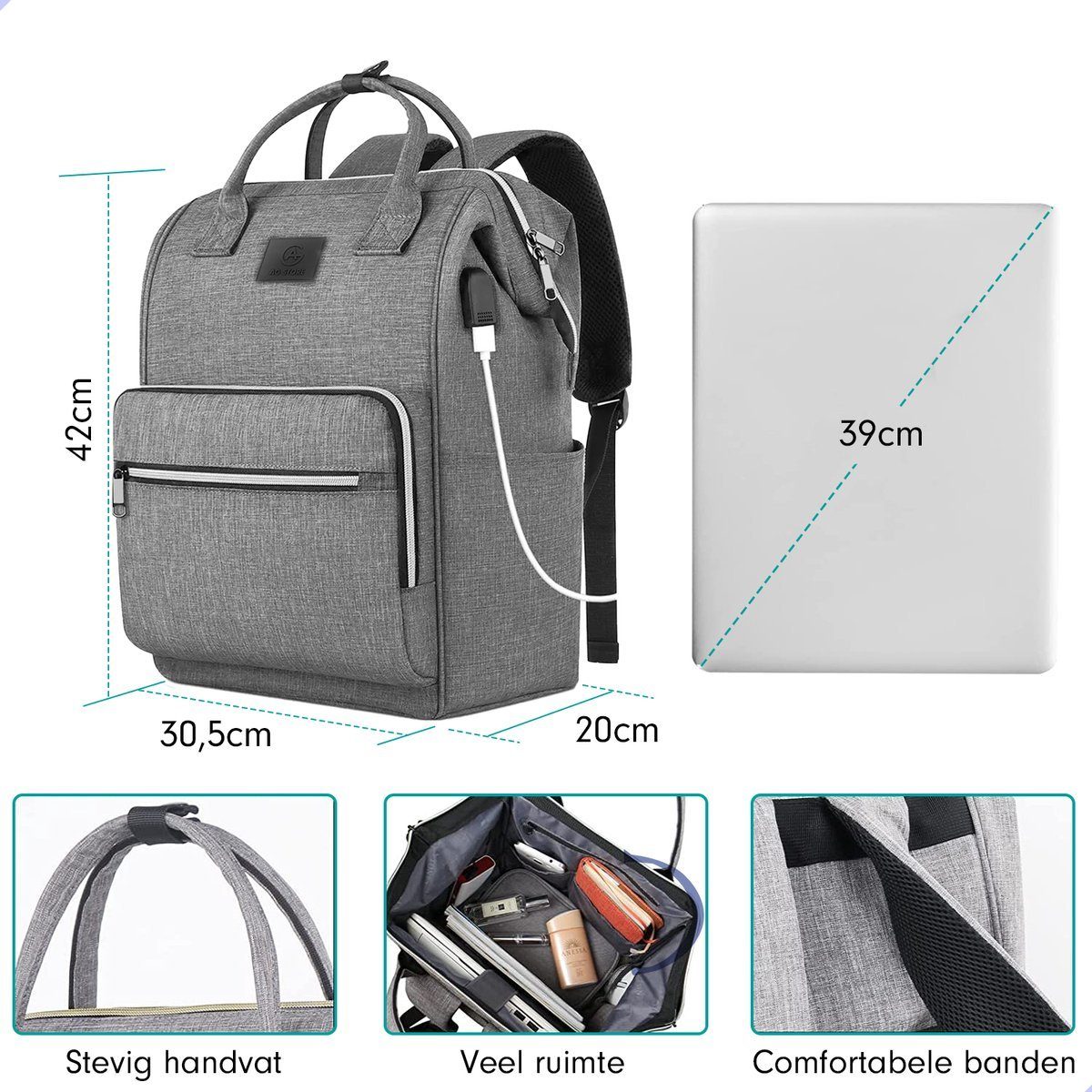 AG Notebook-Rucksack AG10 Rucksack & Laptoptasche 15,6 17,2 Zoll Laptop mit USB-Ladestation