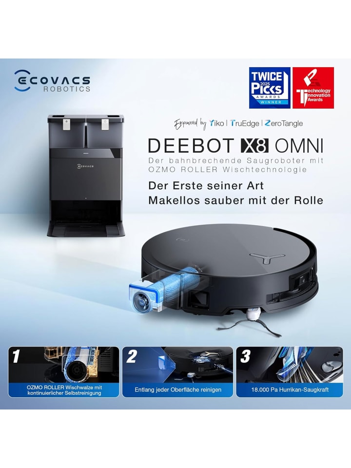 Ecovacs DEEBOT X8 OMNI BLACK EU Saugroboter in Schwarz günstig kaufen onesize