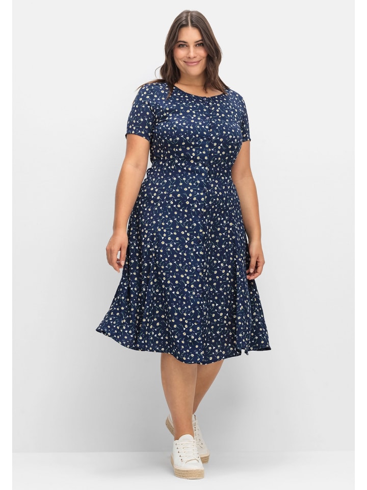 sheego Kleid in marine gemustert günstig kaufen